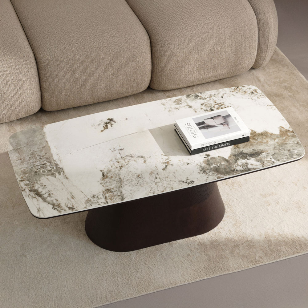 CANYON COFFEE TABLE ΚΑΦΕ BITTER ΛΕΥΚΟ ΜΕ ΟΨΗ ΜΑΡΜΑΡΟΥ 120x60x42cm - Image 3