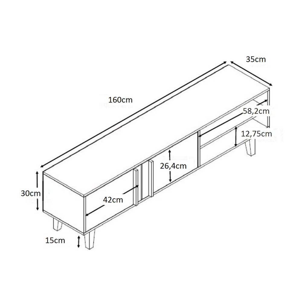 ALBERO TV STAND SONOMA DECAPE ΜΑΥΡΟ ΜΕ PATTERN 160x35x45 - Image 4