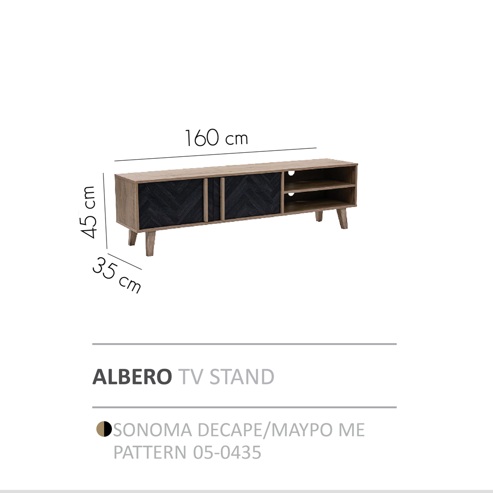 ALBERO TV STAND SONOMA DECAPE ΜΑΥΡΟ ΜΕ PATTERN 160x35x45 - Image 5