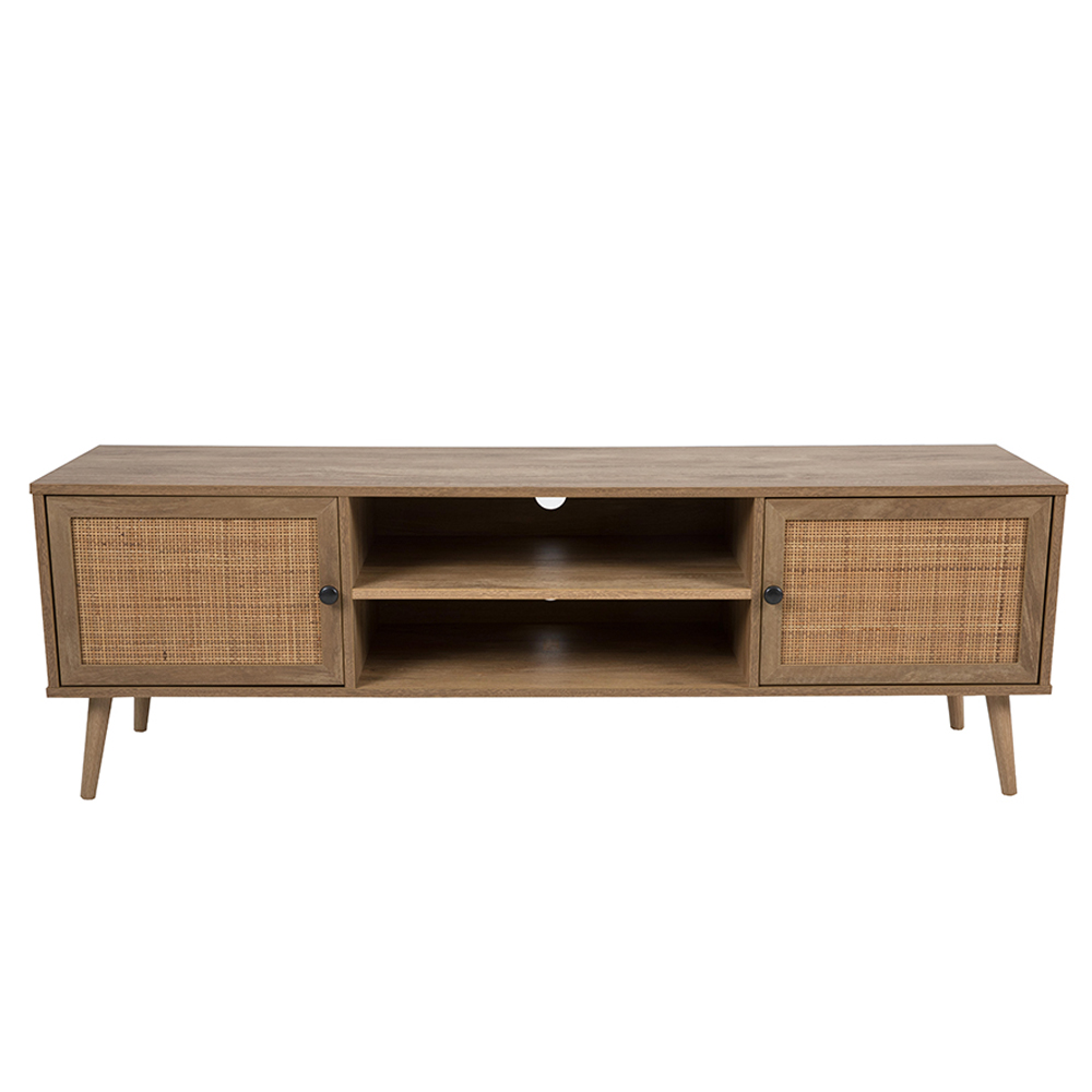 AMMOS TV STAND 2ΠΟΡΤΕΣ ΦΥΣΙΚΟ ΜΕ RATTAN 150x39x49cm - Image 2