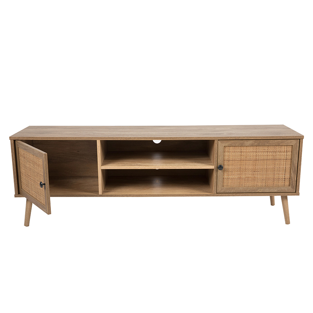AMMOS TV STAND 2ΠΟΡΤΕΣ ΦΥΣΙΚΟ ΜΕ RATTAN 150x39x49cm - Image 3