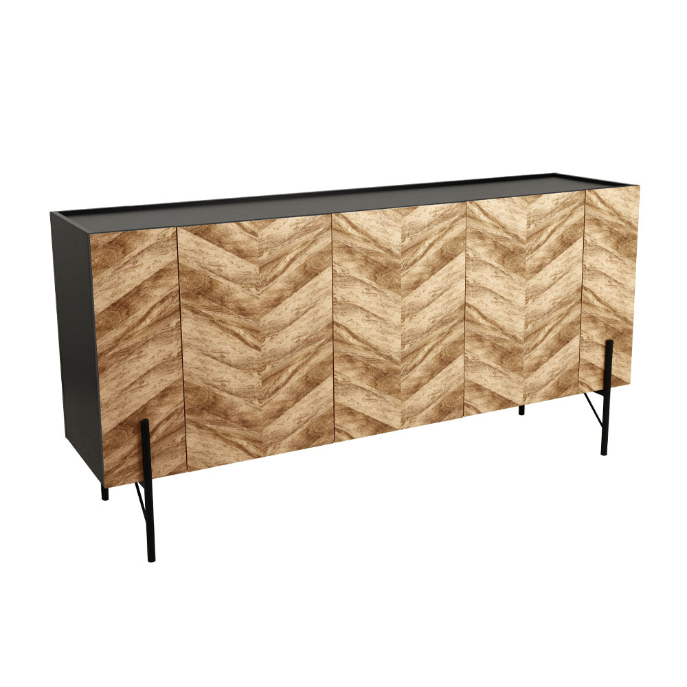 PARKE ΜΠΟΥΦΕΣ ΜΑΥΡΟ ΦΥΣΙΚΟ ΜΕ PATTERN 160x43x80cm
