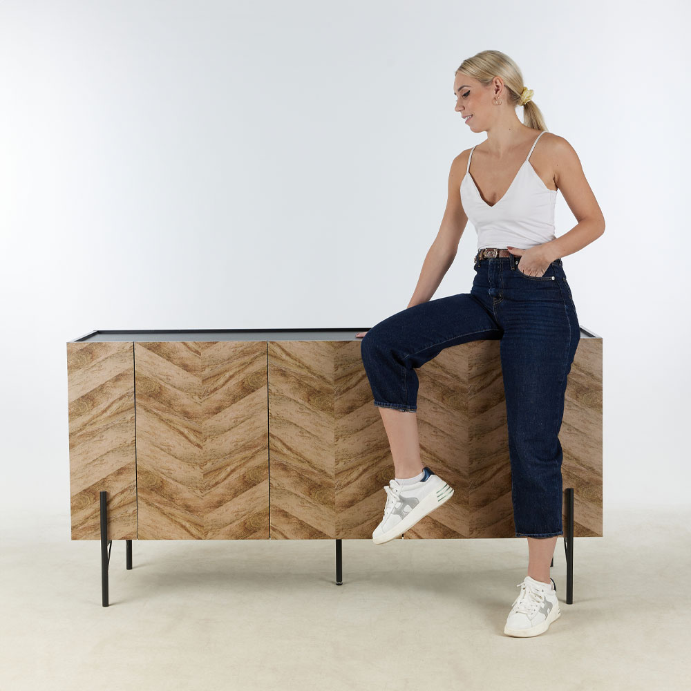 PARKE ΜΠΟΥΦΕΣ ΜΑΥΡΟ ΦΥΣΙΚΟ ΜΕ PATTERN 160x43x80cm - Image 3