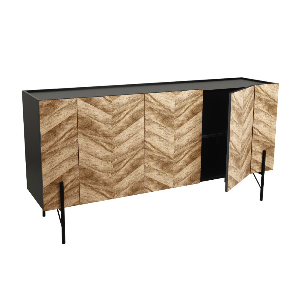 PARKE ΜΠΟΥΦΕΣ ΜΑΥΡΟ ΦΥΣΙΚΟ ΜΕ PATTERN 160x43x80cm - Image 4
