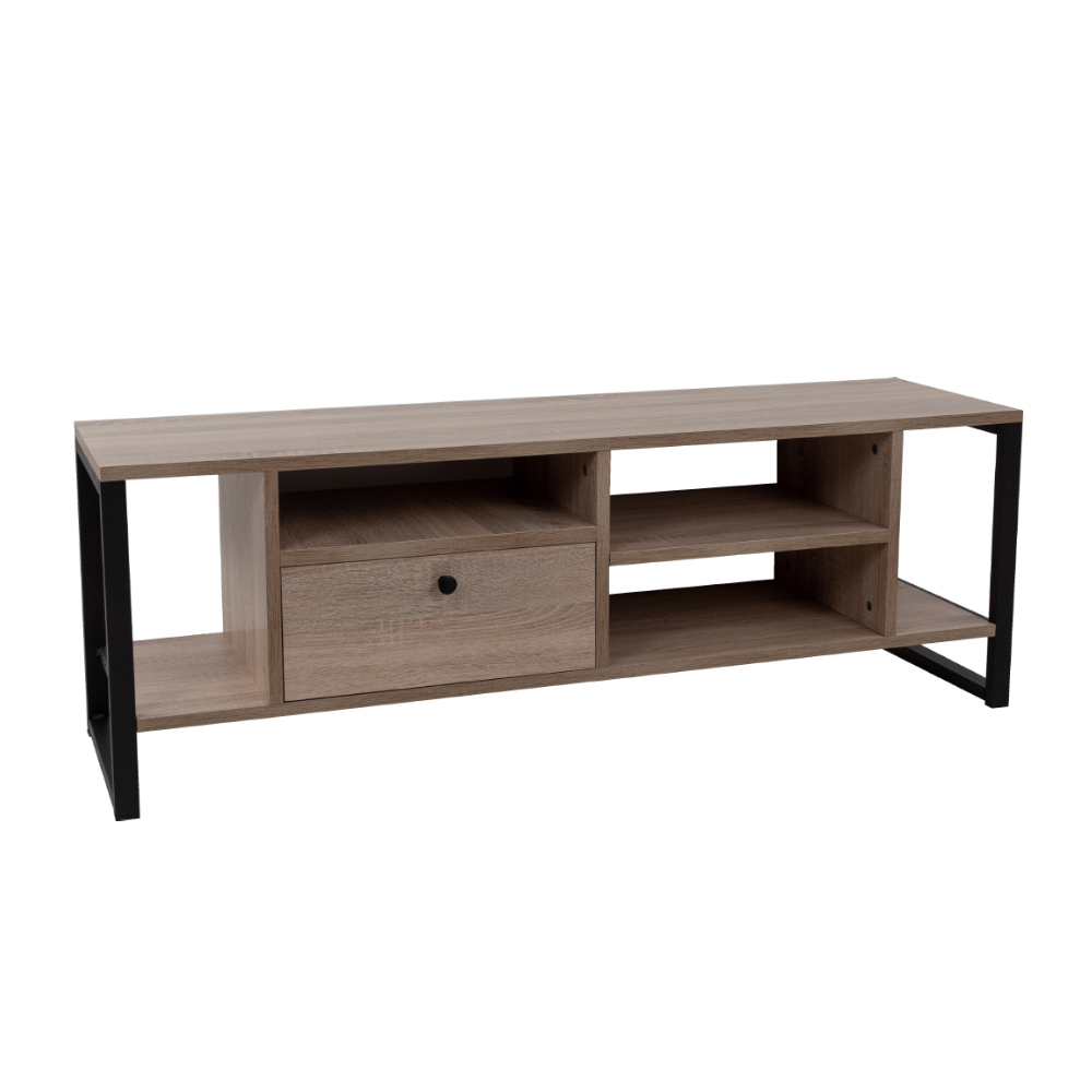 SPACE TV STAND 2ΡΑΦΙΑ 1ΣΥΡΤΑΡΙ SONOMA ΜΑΥΡΟ 130x35x45cm