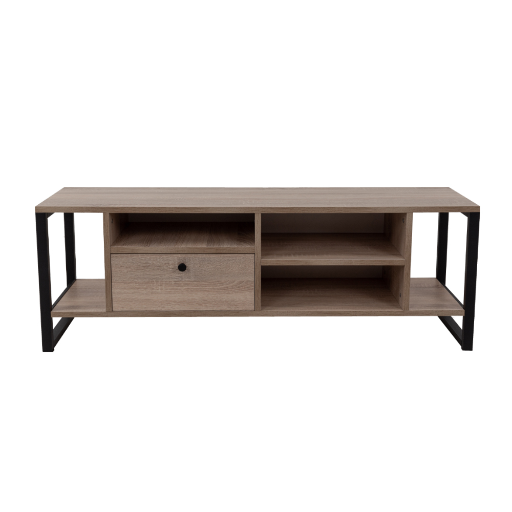 SPACE TV STAND 2ΡΑΦΙΑ 1ΣΥΡΤΑΡΙ SONOMA ΜΑΥΡΟ 130x35x45cm - Image 2