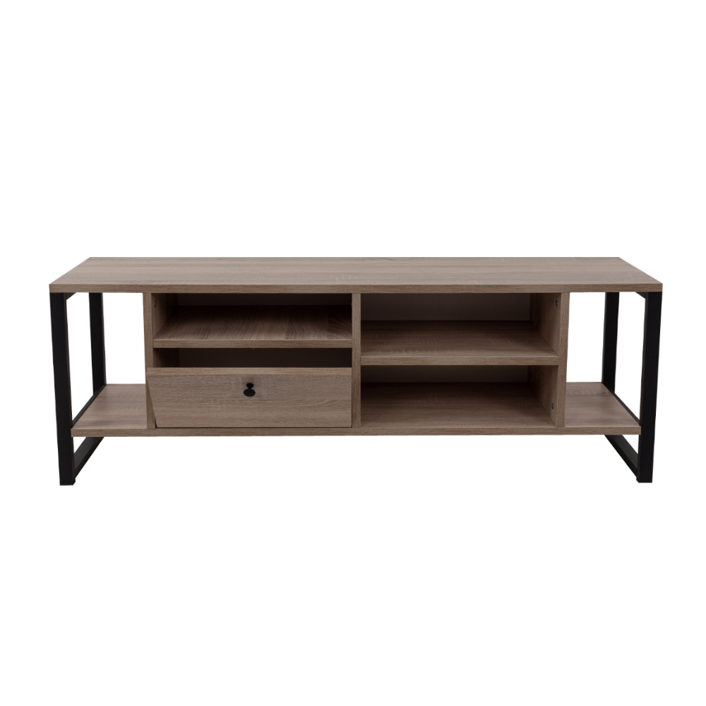 SPACE TV STAND 2ΡΑΦΙΑ 1ΣΥΡΤΑΡΙ SONOMA ΜΑΥΡΟ 130x35x45cm - Image 3
