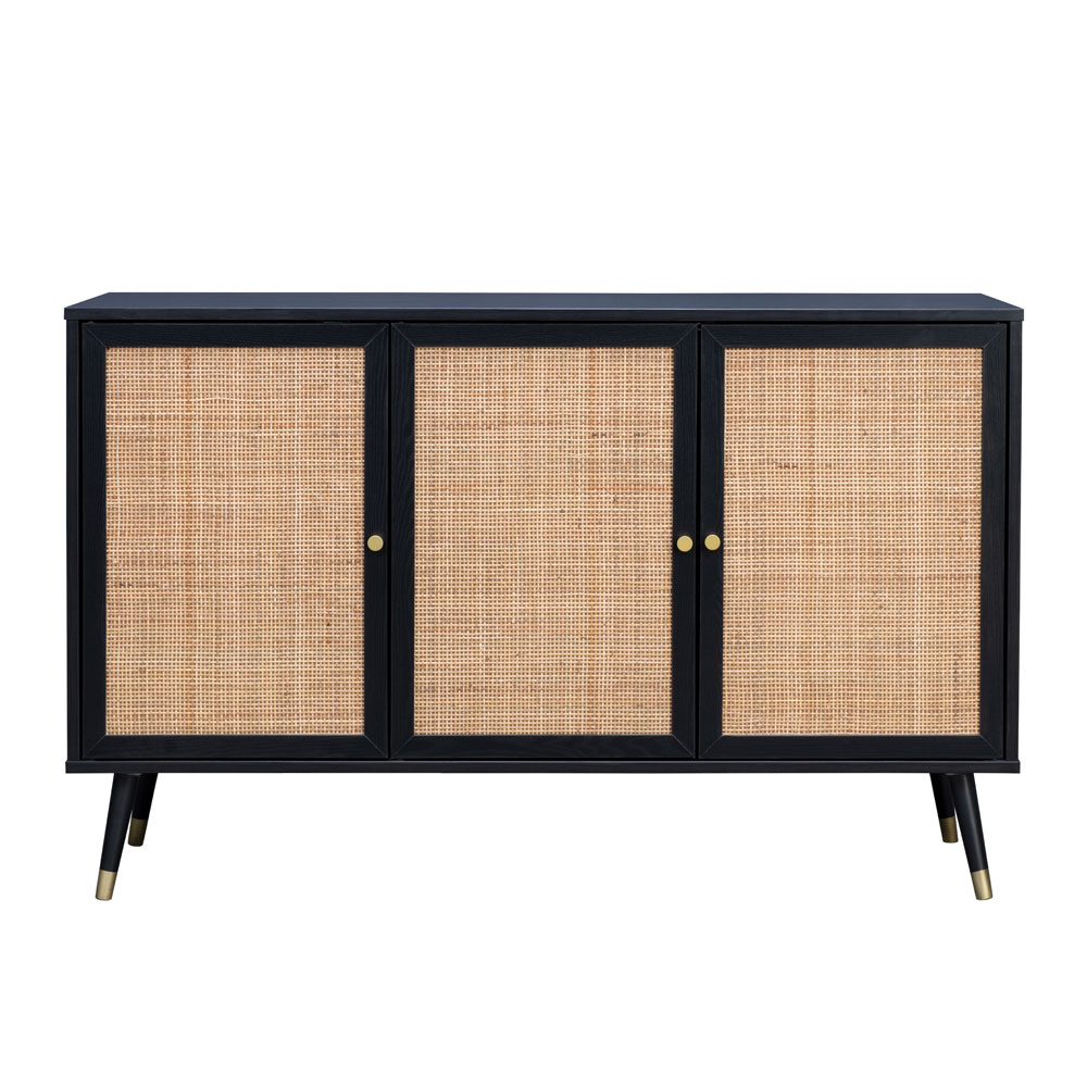 VIENNA ΜΠΟΥΦΕΣ ΜΑΥΡΟ ΜΕ RATTAN 120x39x75.5 - Image 4