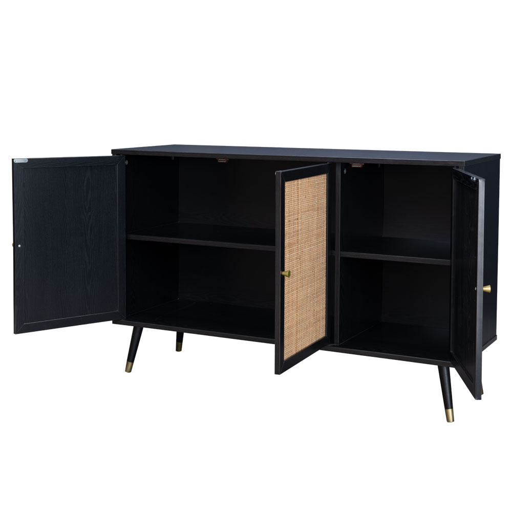 VIENNA ΜΠΟΥΦΕΣ ΜΑΥΡΟ ΜΕ RATTAN 120x39x75.5 - Image 5