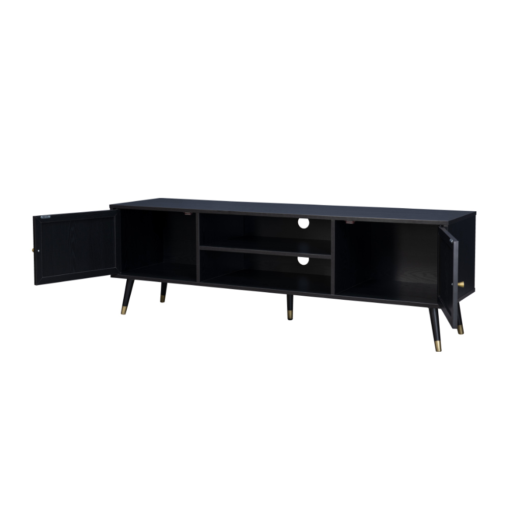 VIENNA TV STAND ΜΑΥΡΟ ΜΕ RATTAN 150x39x49 - Image 4