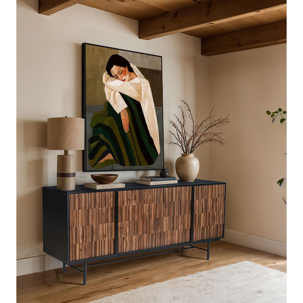 JENGA ΜΠΟΥΦΕΣ 4ΠΟΡΤΕΣ ΜΑΥΡΟ ΚΑΡΥΔΙ 174x45x75 - Image 2