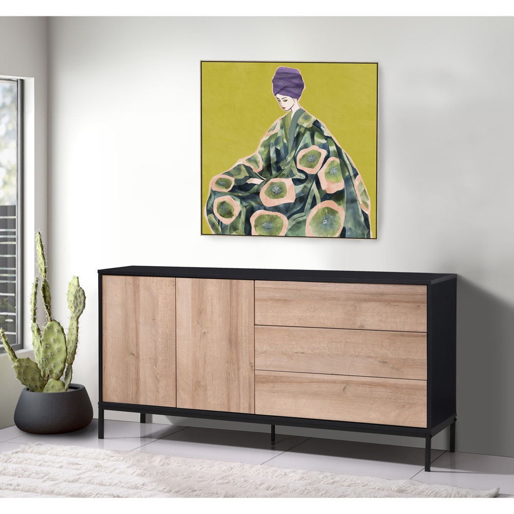 BLACKBIRD ΜΠΟΥΦΕΣ 2ΠΟΡΤΕΣ 3ΣΥΡΤΑΡΙΑ RIVIERA OAK ΜΑΥΡΟ 150x40x75.5 - Image 2