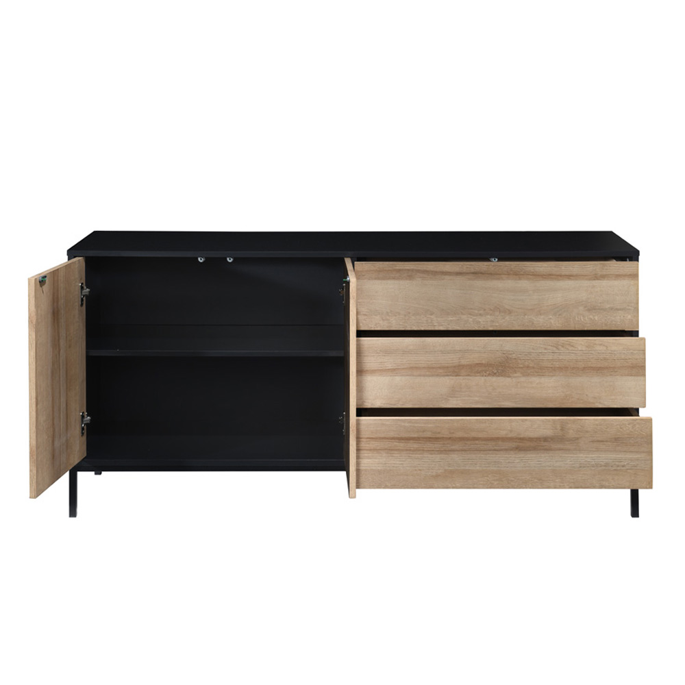 BLACKBIRD ΜΠΟΥΦΕΣ 2ΠΟΡΤΕΣ 3ΣΥΡΤΑΡΙΑ RIVIERA OAK ΜΑΥΡΟ 150x40x75.5 - Image 4