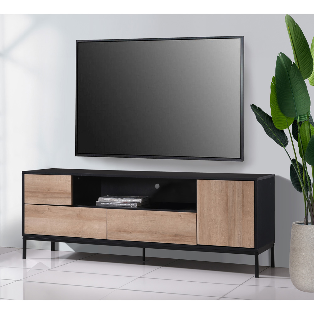 BLACKBIRD TV STAND RIVIERA OAK ΜΑΥΡΟ 160x40.5x58 - Image 2