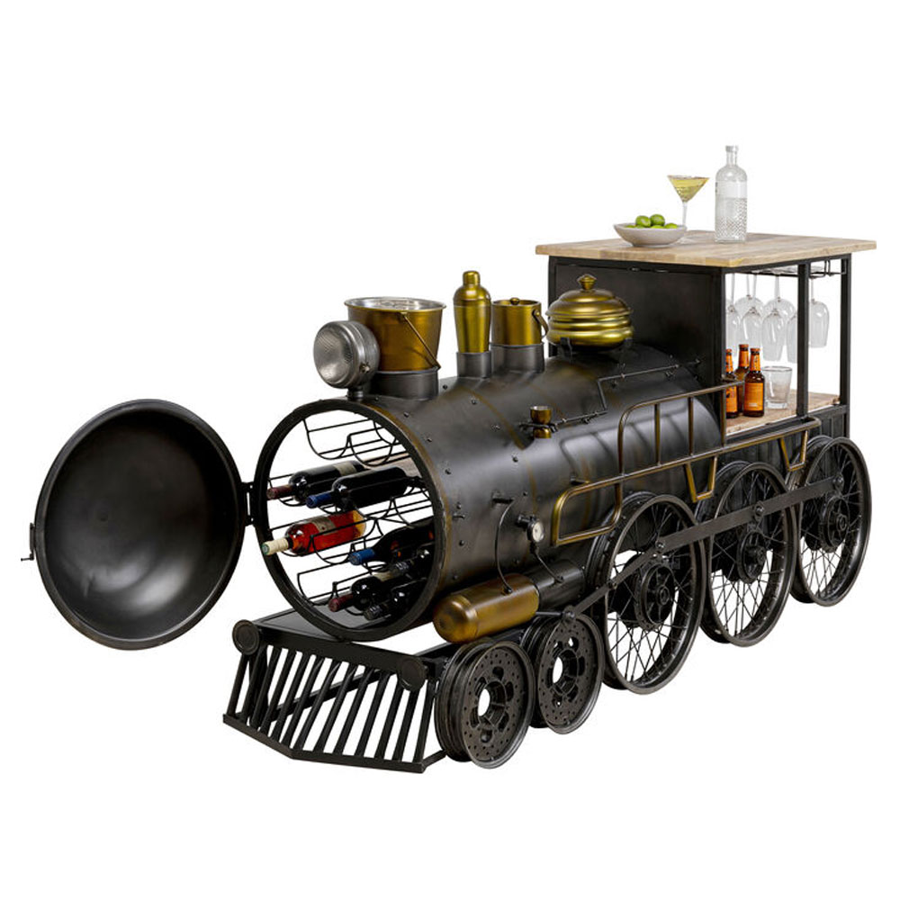 TRAIN ΚΟΝΣΟΛΑ BAR GUNMETAL ΦΥΣΙΚΟ 226x60xH104cm - Image 2