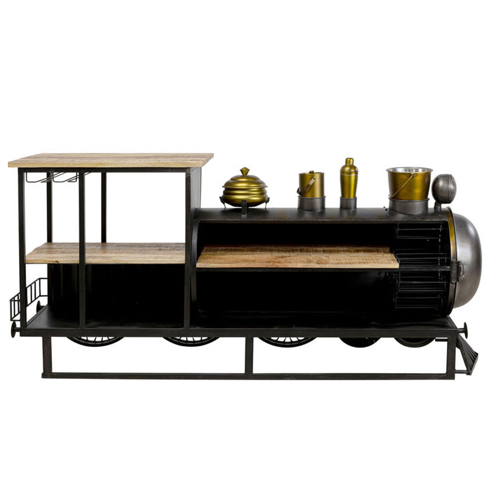 TRAIN ΚΟΝΣΟΛΑ BAR GUNMETAL ΦΥΣΙΚΟ 226x60xH104cm - Image 4