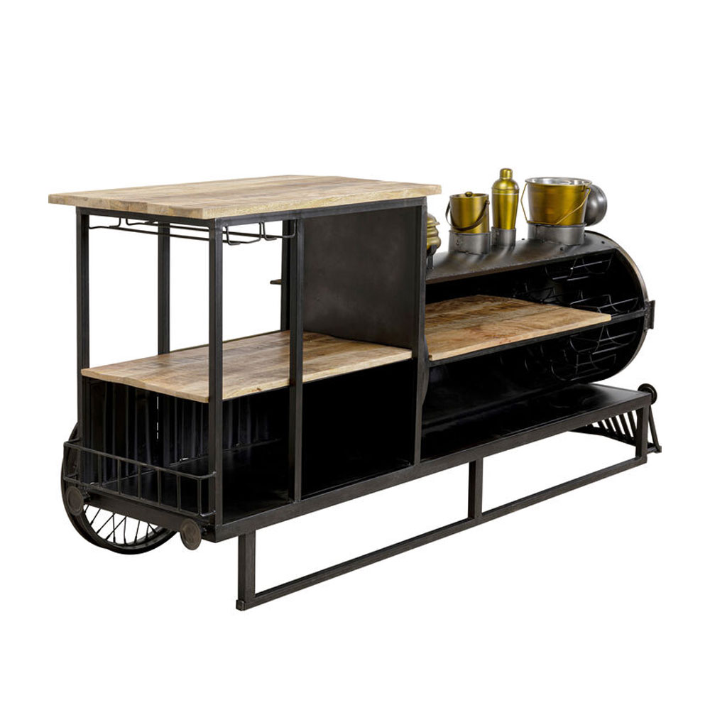 TRAIN ΚΟΝΣΟΛΑ BAR GUNMETAL ΦΥΣΙΚΟ 226x60xH104cm - Image 5