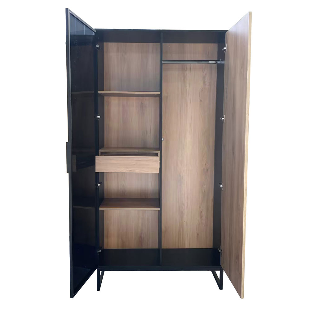 MYSTERY ΕΠΙΠΛΟ ΕΙΣΟΔΟΥ 2ΠΟΡΤΕΣ ΦΥΣΙΚΟ ΣΚΟΥΡΟ ΜΑΥΡΟ 104x39x210 - Image 2