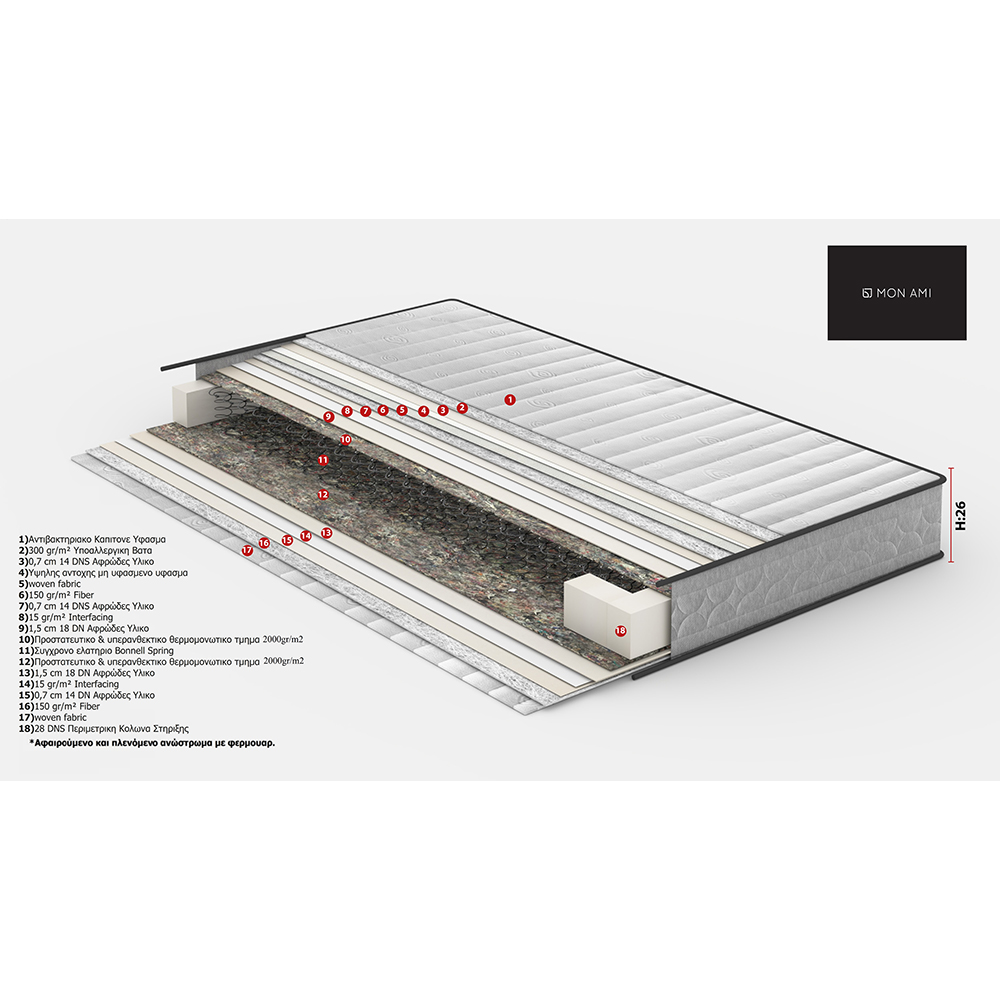 MON AMI ΣΤΡΩΜΑ 160x200cm ΓΚΡΙ 200x160x28 - Image 3