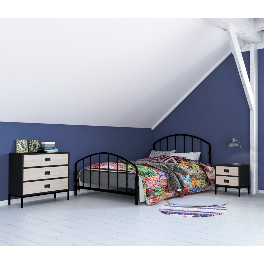 FACTORY ΚΟΜΟΔΙΝΟ 2ΣΥΡΤΑΡΙΑ ΜΑΥΡΟ OAK SONOMA DECAPE 50x35x55 - Image 2