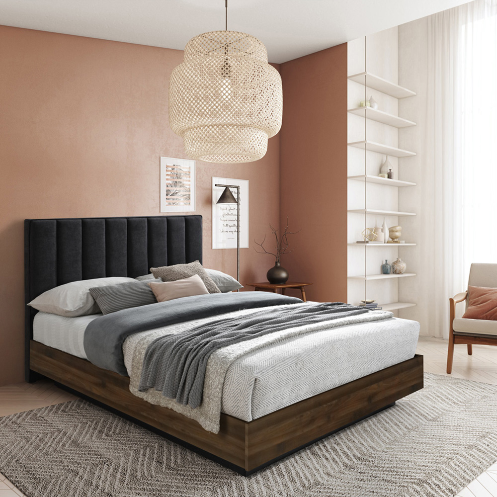 BOXY ΚΡΕΒΑΤΙ (ΓΙΑ ΣΤΡΩΜΑ 160x200cm) ΓΚΡΙ ΣΚΟΥΡΟ ΚΑΡΥΔΙ 211.5x165x111.2 - Image 3