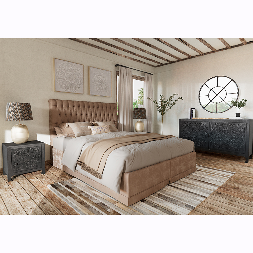 VOLCANO ΚΟΜΟΔΙΝΟ 1ΠΟΡΤΑ 1ΣΥΡΤΑΡΙ ΜΑΥΡΟ 50x40x50 - Image 2