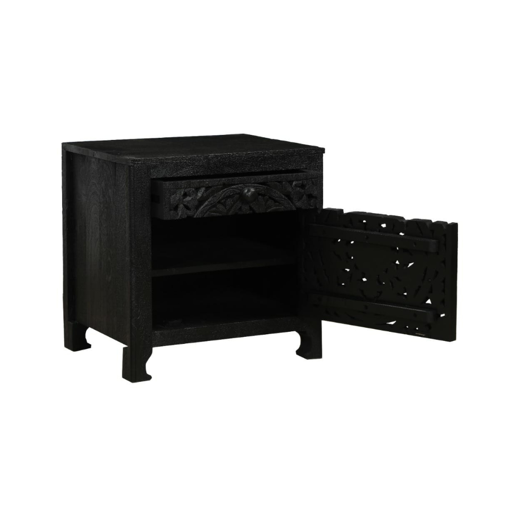 VOLCANO ΚΟΜΟΔΙΝΟ 1ΠΟΡΤΑ 1ΣΥΡΤΑΡΙ ΜΑΥΡΟ 50x40x50 - Image 4