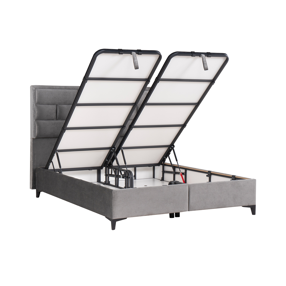 BRICK ΚΡΕΒΑΤΙ ΜΕ ΑΠΟΘΗΚ. ΧΩΡΟ (ΓΙΑ ΣΤΡΩΜΑ 160x200cm) ΓΚΡΙ 07-450 215x165x121 - Image 3