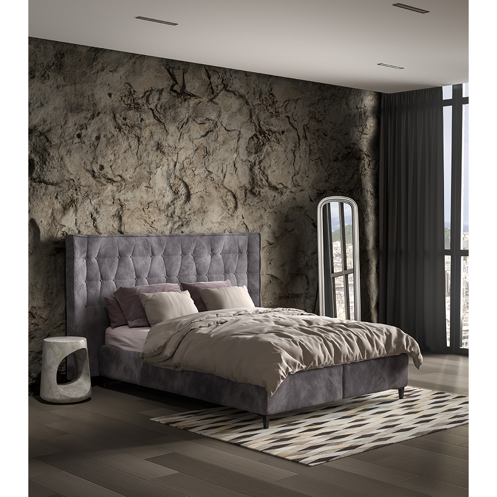 ORIGAMI ΚΡΕΒΑΤΙ ΜΕ ΑΠΟΘΗΚ. ΧΩΡΟ (ΓΙΑ ΣΤΡΩΜΑ 160x200cm) ΓΚΡΙ 26-902 218x222xH122cm - Image 2