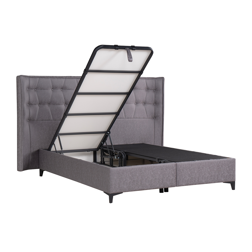 ORIGAMI ΚΡΕΒΑΤΙ ΜΕ ΑΠΟΘΗΚ. ΧΩΡΟ (ΓΙΑ ΣΤΡΩΜΑ 160x200cm) ΓΚΡΙ 26-902 218x222xH122cm - Image 4