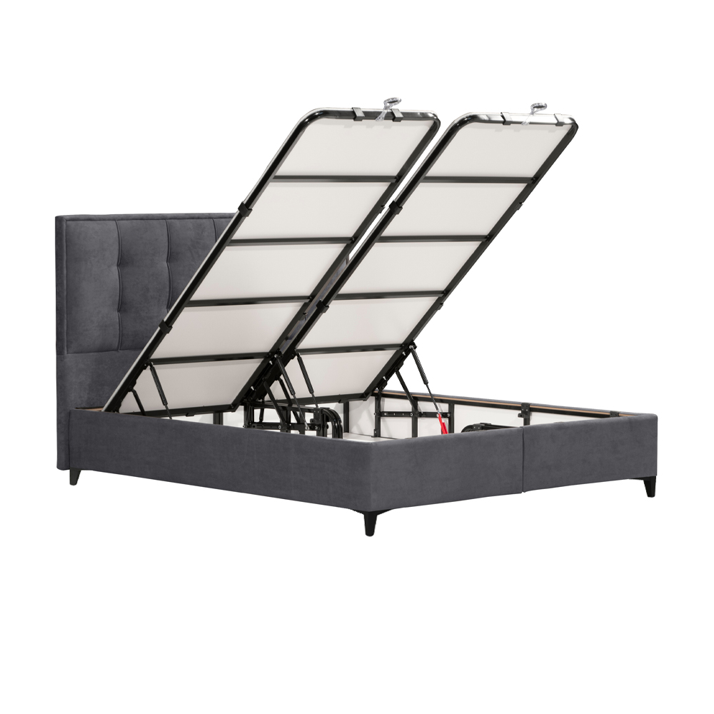 PIANO ΚΡΕΒΑΤΙ ΜΕ ΑΠΟΘΗΚ. ΧΩΡΟ (ΓΙΑ ΣΤΡΩΜΑ 160x200cm) ΓΚΡΙ 07-780 207x160x115 - Image 4