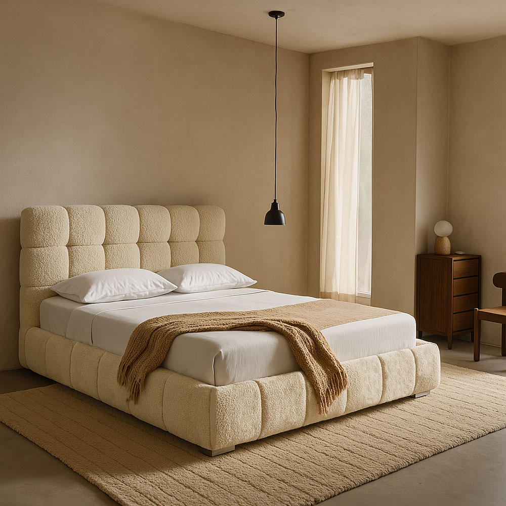PUFFY ΚΡΕΒΑΤΙ (ΓΙΑ ΣΤΡΩΜΑ 160x200cm) BEIGE 227x185x120 - Image 2