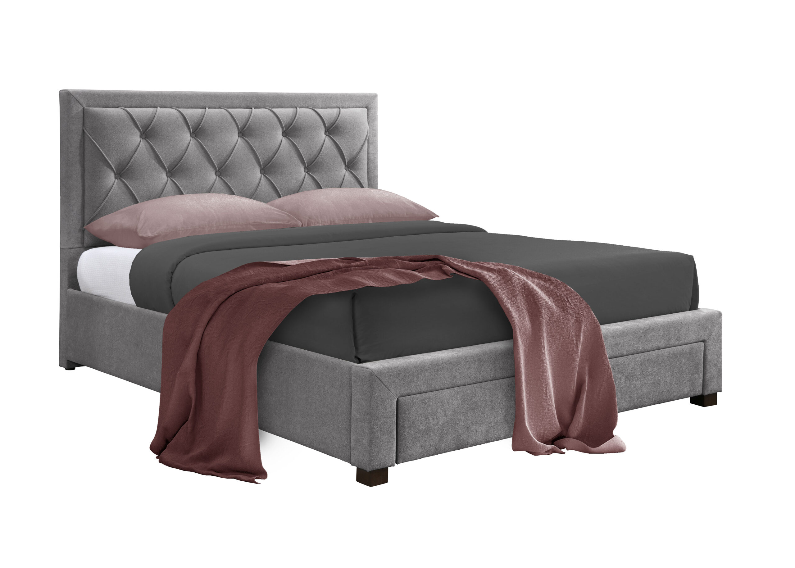 NOBLE ΚΡΕΒΑΤΙ (ΓΙΑ ΣΤΡΩΜΑ 160x200cm) ΓΚΡΙ ΣΚΟΥΡΟ 216.5x165x122 - Image 2