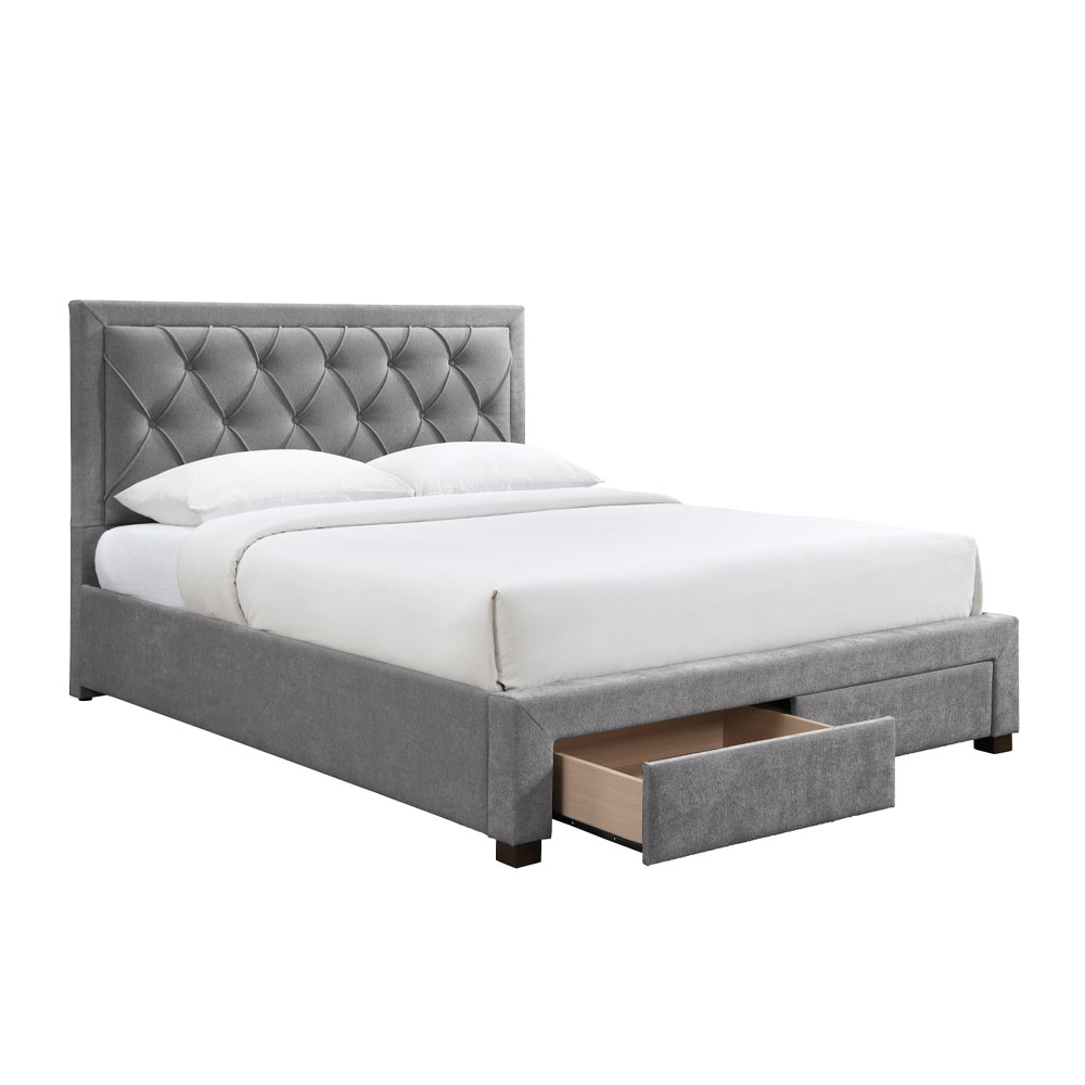 NOBLE ΚΡΕΒΑΤΙ (ΓΙΑ ΣΤΡΩΜΑ 160x200cm) ΓΚΡΙ ΣΚΟΥΡΟ 216.5x165x122 - Image 3