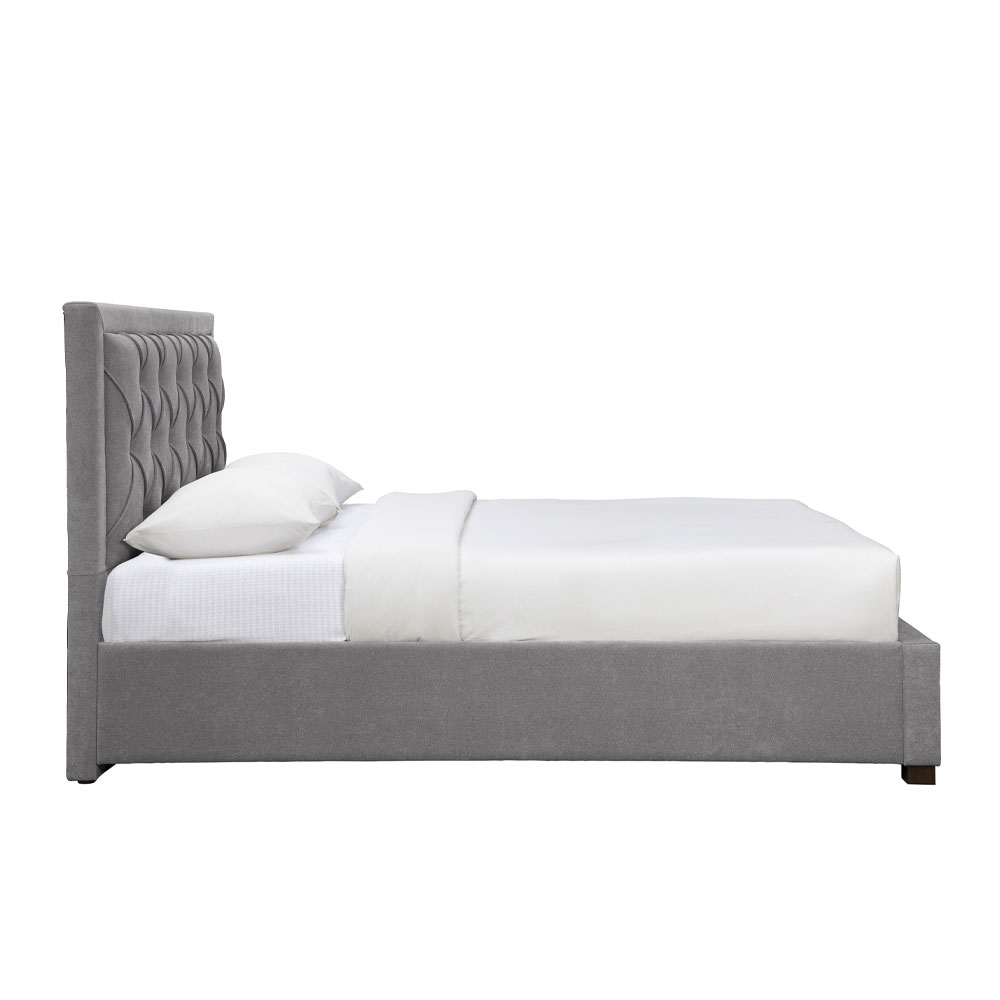 NOBLE ΚΡΕΒΑΤΙ (ΓΙΑ ΣΤΡΩΜΑ 160x200cm) ΓΚΡΙ ΣΚΟΥΡΟ 216.5x165x122 - Image 4