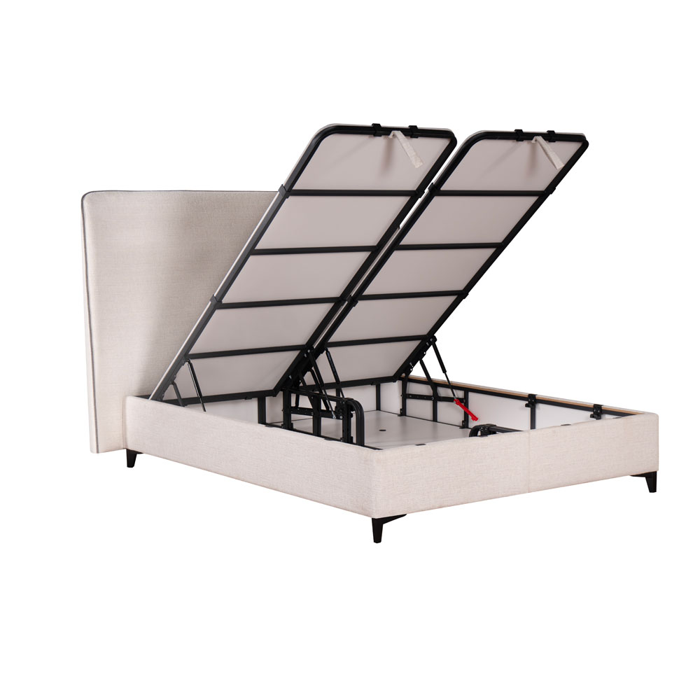 COLOMBO ΚΡΕΒΑΤΙ ΜΕ ΑΠΟΘΗΚ. ΧΩΡΟ (ΓΙΑ ΣΤΡΩΜΑ 160x200cm) OFF WHITE 06-900 ΜΑΥΡΟ 210x170x120 - Image 2