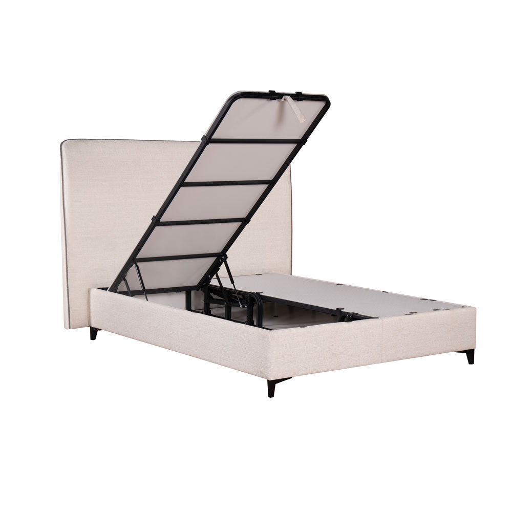 COLOMBO ΚΡΕΒΑΤΙ ΜΕ ΑΠΟΘΗΚ. ΧΩΡΟ (ΓΙΑ ΣΤΡΩΜΑ 160x200cm) OFF WHITE 06-900 ΜΑΥΡΟ 210x170x120 - Image 3