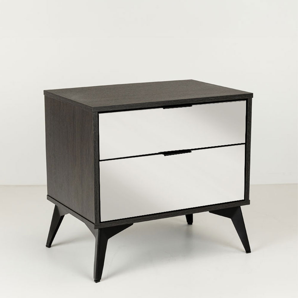 SPECCHIO ΚΟΜΟΔΙΝΟ 2ΣΥΡΤΑΡΙΑ ΜΑΥΡΟ OAK ΚΑΘΡΕΠΤΗΣ 58x39x55 - Image 2