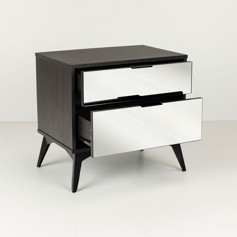 SPECCHIO ΚΟΜΟΔΙΝΟ 2ΣΥΡΤΑΡΙΑ ΜΑΥΡΟ OAK ΚΑΘΡΕΠΤΗΣ 58x39x55 - Image 3