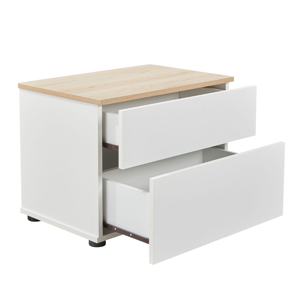 LUCIDO ΚΟΜΟΔΙΝΟ 2ΣΥΡΤΑΡΙΑ ΛΕΥΚΟ OAK ΦΥΣΙΚΟ 58x39x44.5 - Image 3