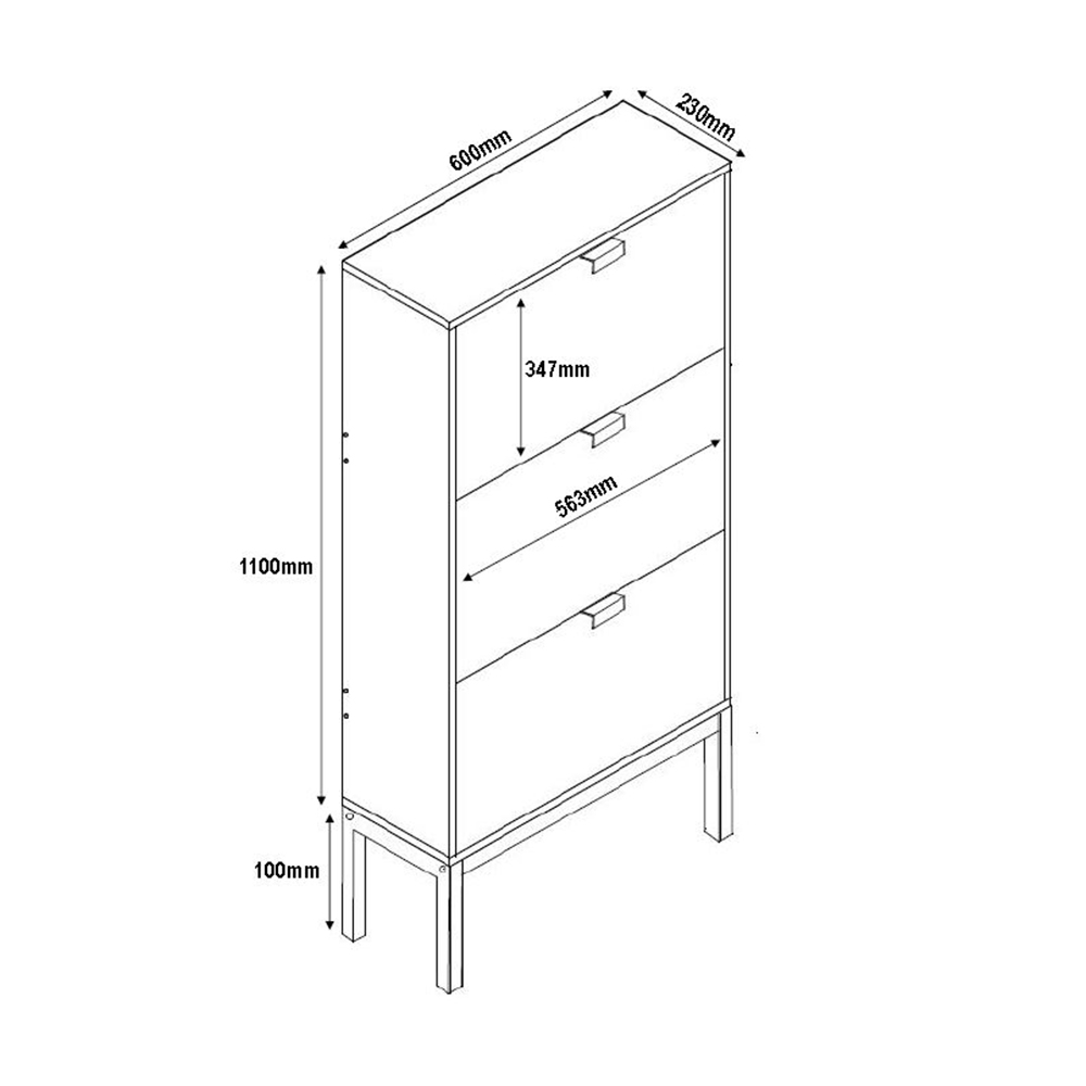 ROMBUS ΠΑΠΟΥΤΣΟΘΗΚΗ 3ΠΟΡΤΕΣ ΜΑΥΡΟ SONOMA ΛΕΥΚΟ ΜΕ PATTERN 60x23x120 - Image 2