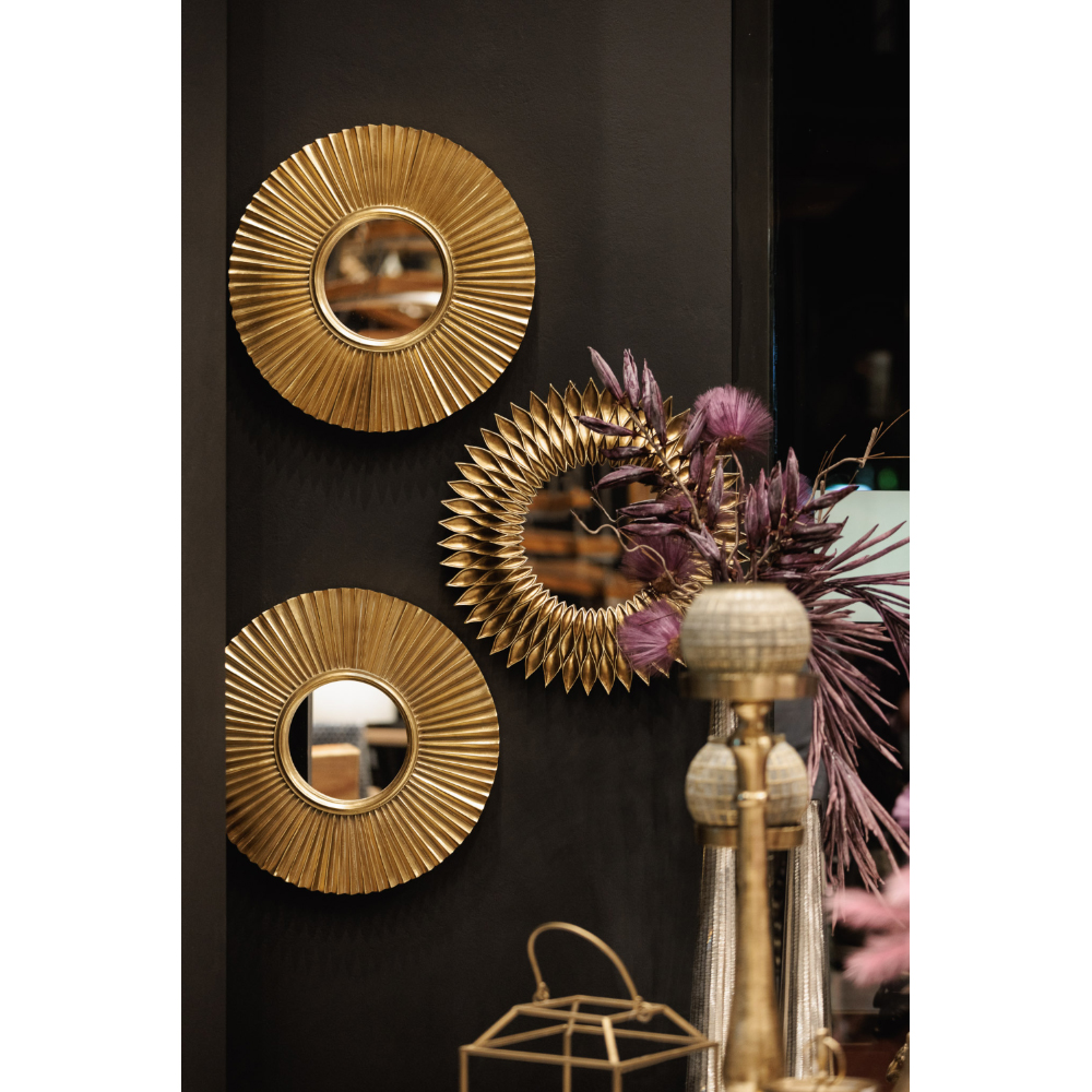 GIRASOL ΚΑΘΡΕΠΤΗΣ ΤΟΙΧΟΥ 51x51x5.5 POLYRESIN ΧΡΥΣΟ ANTIQUE - Image 2