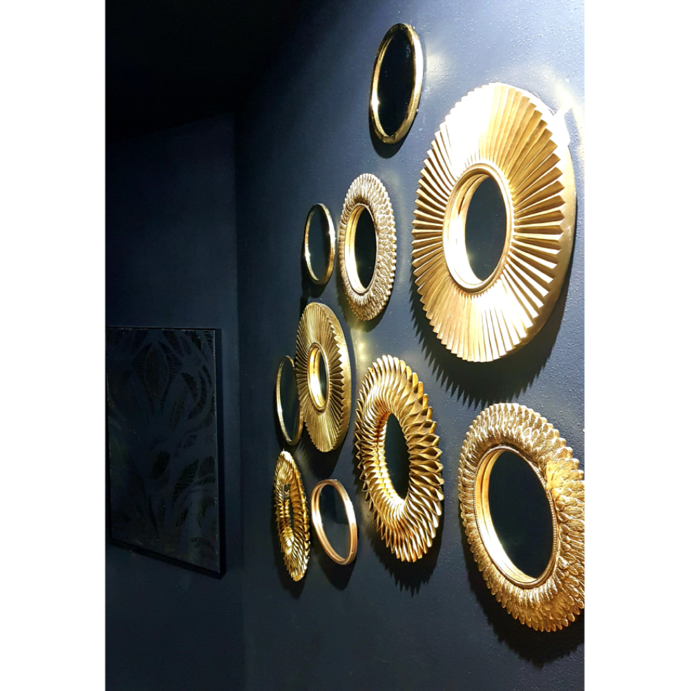 GIRASOL ΚΑΘΡΕΠΤΗΣ ΤΟΙΧΟΥ 51x51x5.5 POLYRESIN ΧΡΥΣΟ ANTIQUE - Image 3