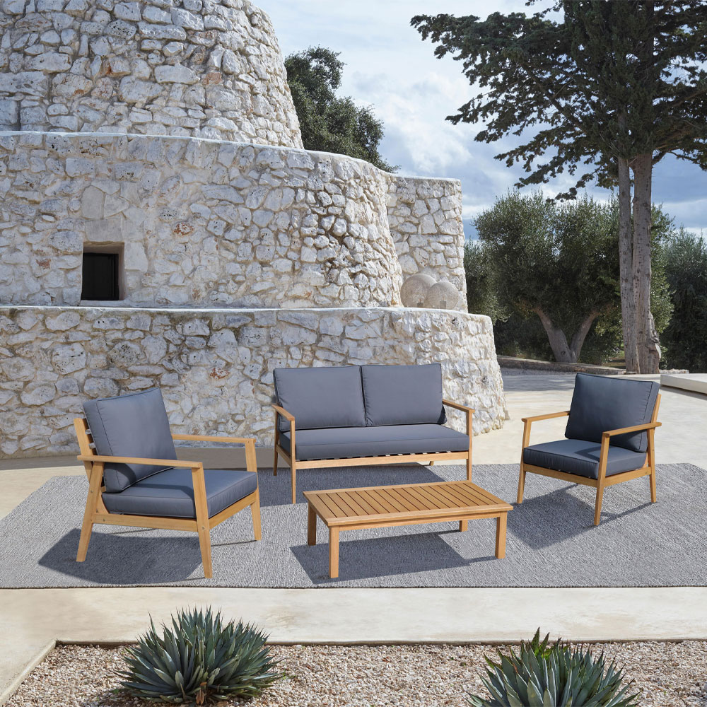 PIAZZA ΣΑΛΟΝΙ SET 1+2+1 ΦΥΣΙΚΟ ΓΚΡΙ ΣΚΟΥΡΟ - Image 2