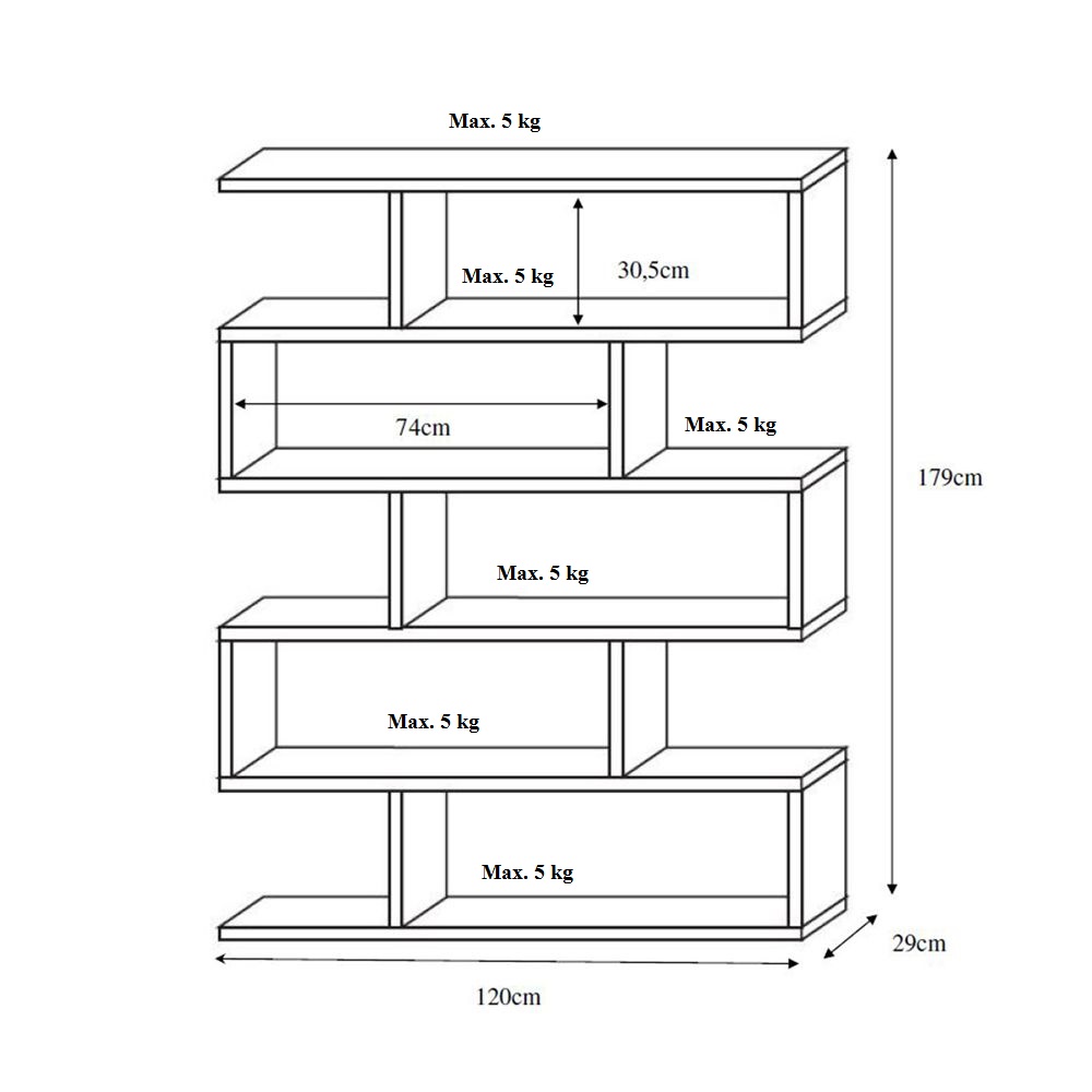 SYSTEM ΒΙΒΛΙΟΘΗΚΗ SONOMA 120x29x179cm - Image 3