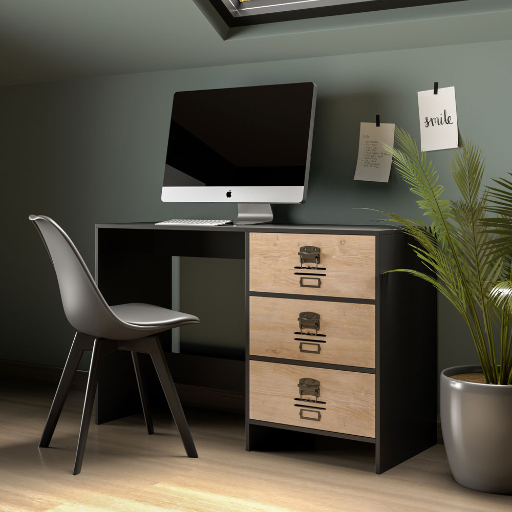 BLACKLY SLOT ΓΡΑΦΕΙΟ 3ΣΥΡΤΑΡΙΑ ΜΑΥΡΟ OAK SONOMA DECAPE 120x48x76.5 - Image 2