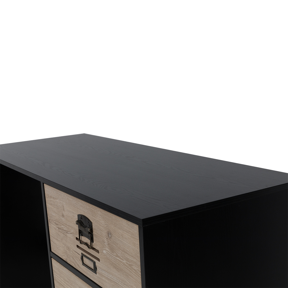 BLACKLY SLOT ΓΡΑΦΕΙΟ 3ΣΥΡΤΑΡΙΑ ΜΑΥΡΟ OAK SONOMA DECAPE 120x48x76.5 - Image 5