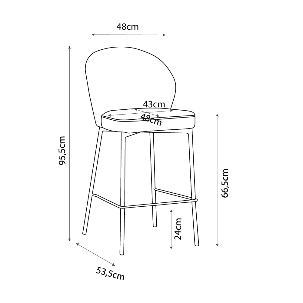 LUNE ΣΚΑΜΠΟ BAR ΓΚΡΙ 48x53.5x95.5 - Image 5