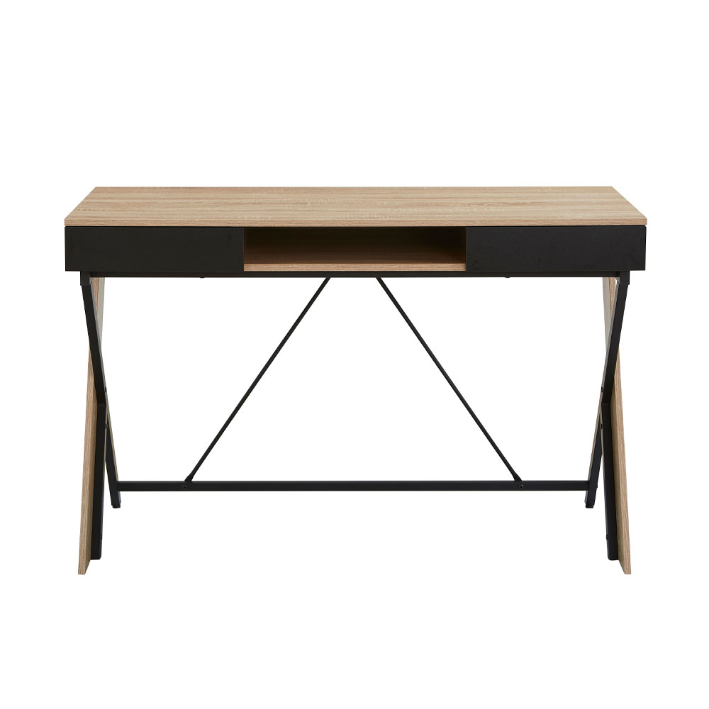 DOUBLE-X ΓΡΑΦΕΙΟ 1ΡΑΦΙ ΦΥΣΙΚΟ ΜΑΥΡΟ 120x60x76 - Image 2