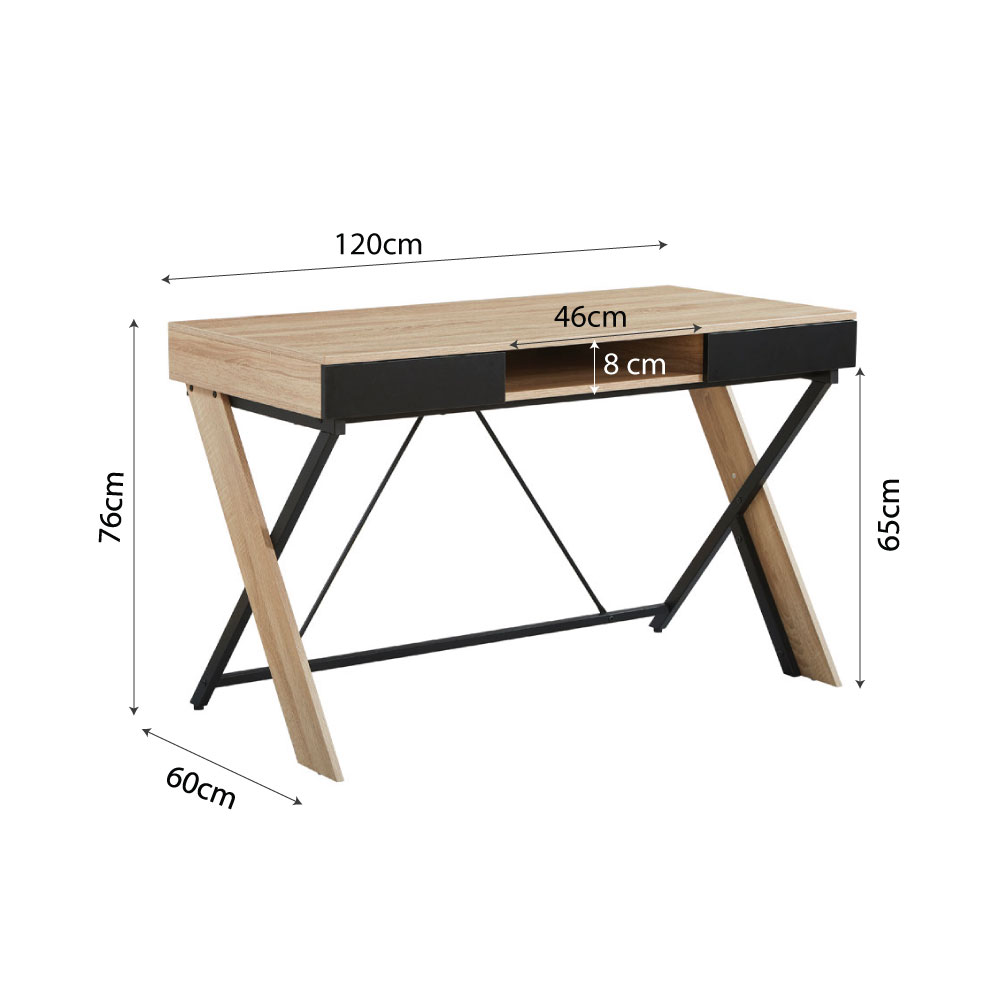 DOUBLE-X ΓΡΑΦΕΙΟ 1ΡΑΦΙ ΦΥΣΙΚΟ ΜΑΥΡΟ 120x60x76 - Image 5